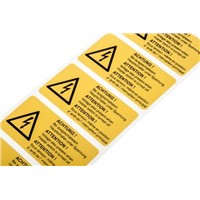 Idento ESSW19052 5 x Electricity Danger Label (German/English/French), Yellow Self-Adhesive PVC