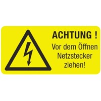 Idento ESSW70052 5 x Electricity Danger Label (German), Yellow Self-Adhesive PVC