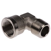 Legris Brass Nickel Plated Hydraulic Elbow Threaded Adapter, 0913 00 17, R 3/8 Male G 3/8 Female