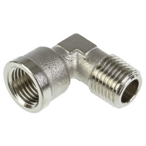 Legris Brass Nickel Plated Hydraulic Elbow Threaded Adapter, 0913 00 13, R 1/4 Male G 1/4 Female