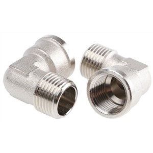 Legris Brass Nickel Plated Hydraulic Elbow Threaded Adapter, 0913 00 21, R 1/2 Male G 1/2 Female