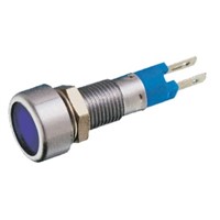 Signal Construct Blue Indicator, Tab Termination, 24  28 V, 8mm Mounting Hole Size