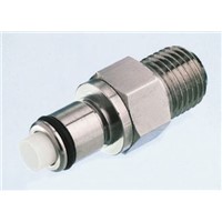 Straight Hose Coupling R 1/8in Coupling Insert - Valved, Thread Mount, 1/8 in Male, Brass