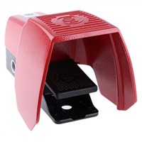 606 Series Emergency Stop Foot Switch with Cover, 1 Pedal, Momentary Contacts, 2NO/2NC