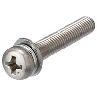 Yahata Neji M4 x 12mm Plain Stainless Steel Pan Head Sems Screw, Plain Washer