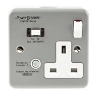 Power Breaker PowerBreaker H 13A, BS Fixing, Passive, Single Gang RCD Socket, Metal Clad, Surface Mount , Switched,