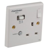 Power Breaker PowerBreaker H 13A, BS Fixing, Passive, Single Gang RCD Socket, Polycarbonate, Surface Mount , Switched,