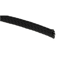SES Expandable Braided PET Black Cable Sleeve, 4mm Diameter, 100m Length