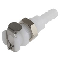 Straight Male Hose Coupling Coupling Body - Valved, Panel Mount, Acetal