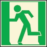Adhesive Film Fire Exit Left Non-Illuminated Emergency Exit Sign