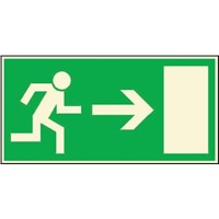 Aluminium Fire Exit Right, English, Non-Illuminated Emergency Exit Sign