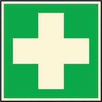 Wolk Adhesive Film Green/White First Aid Label, 150 x 150mm