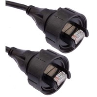 Bulgin Black PUR Cat5e Cable S/FTP, 2m Male RJ45/Male RJ45