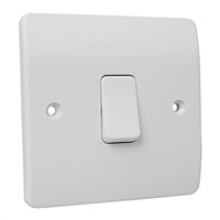 White 10 A Flush Mount Rocker Light Switch MK White 7 mm, 2 Way Screwed Semi Gloss, 1 Gang BS Standard, 250 V ac 86mm