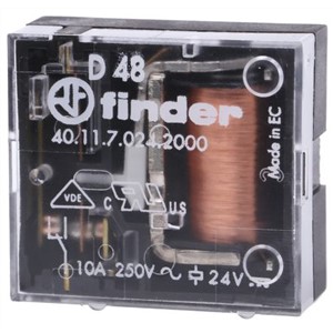 Finder PCB Mount Non-Latching Relay - SPDT, 24V dc Coil, 10A Switching Current Single Pole