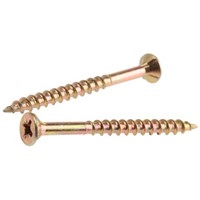 Pozisquare Countersunk Steel Wood Screw Yellow Passivated, Zinc Plated, 4mm Thread, 50mm Length