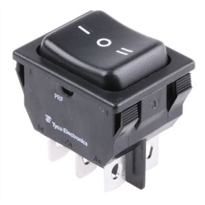 TE Connectivity Double Pole Double Throw (DPDT), On-Off-On Rocker Switch Panel Mount