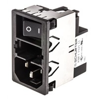 Schurter,2A,250 V ac Male Snap-In Filtered IEC Connector 2 Pole KMF1.1121.11,Solder 2 Fuse