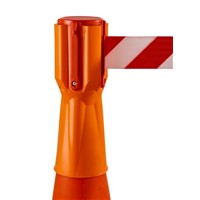 Retractable Barrier System,Red/Wht Tape