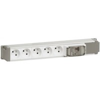 Type E - French 5 Gang Cable Trunking Power Block, No, 16A, 250 V