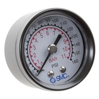 SMC 4K8-10 Analogue Positive Pressure Gauge Back Entry 10bar, Connection Size R 1/8