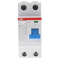 ABB 2 Pole Type AC Residual Current Circuit Breaker, 63A F200, 300mA