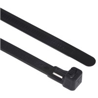 HellermannTyton, REL250 Series Black Nylon Releasable Cable Tie, 250mm x 7.6 mm