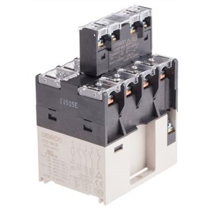 Omron DIN Rail Non-Latching Relay - 3PNO, SPNC, 24V dc Coil, 40A Switching Current