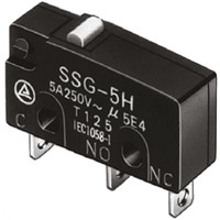 SPDT-NO/NC Roller Lever Subminiature Micro Switch, 5 A @ 125 V ac
