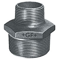 Georg Fischer Malleable Iron Fitting Reducer Hexagon Nipple, 3/8 in BSPT Male (Connection 1), 1/4 in BSPT Male