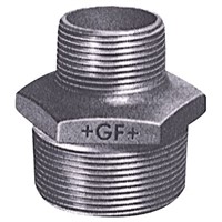 Georg Fischer Malleable Iron Fitting Reducer Hexagon Nipple, 3/4 in BSPT Male (Connection 1), 3/8 in BSPT Male