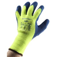 Ansell Powerflex Acrylic Latex-Coated Gloves, Size 9, Yellow, Heat Resistant