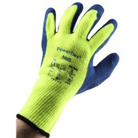 Ansell Powerflex Acrylic Latex-Coated Gloves, Size 10, Yellow, Heat Resistant