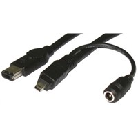 2m 6 Pole Male to 4 Pole Male Firewire Cable Assembly