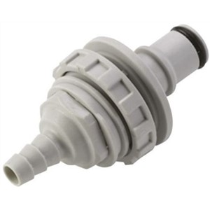 Straight Male Hose Coupling Coupling Insert - Valved, Panel Mount, PP