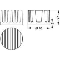 Heatsink, Universal Round Alu, 9.41K/W, 40 (Dia.) x 27mm, Adhesive Foil, Conductive Foil