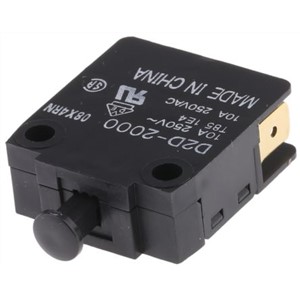 Door Interlock Micro Switch Plunger, SPDT-NO/NC 10 A @ 250 V ac, -25 → +85°C