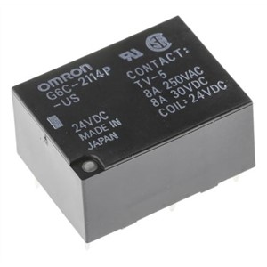 Omron PCB Mount Non-Latching Relay - DPST, 24V dc Coil, 8A Switching Current