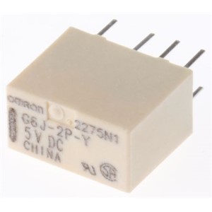 Omron PCB Mount Non-Latching Relay - DPDT, 5V dc Coil, 1A Switching Current