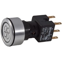 APEM Double Pole Double Throw (DPDT) Latching Amber LED Push Button Switch, IP65, Panel Mount, Fan (symbol), 250V ac