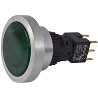 APEM Double Pole Double Throw (DPDT) Momentary Green LED Push Button Switch, IP65, Panel Mount