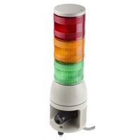 Schneider Electric Harmony XVC1 LED Beacon Tower - With Siren, 3 Light Elements, Red/Green/Orange, 24 V dc