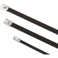 HellermannTyton, MBT5SFC Series Black Polyester Coated Stainless Steel Roller Ball Cable Tie, 127mm x 4.6 mm