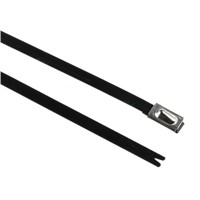 HellermannTyton, MBT8SFC Series Black Polyester Coated Stainless Steel Roller Ball Cable Tie, 201mm x 4.6 mm