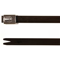 HellermannTyton, MBT8HFC Series Black Polyester Coated Stainless Steel Roller Ball Cable Tie, 201mm x 7.9 mm