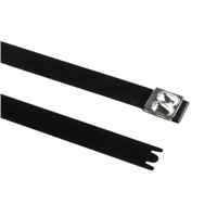 HellermannTyton, MBT14XHFC Series Black Polyester Coated Stainless Steel Roller Ball Cable Tie, 362mm x 12.3 mm