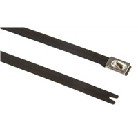 HellermannTyton, MBT20HFC Series Black Polyester Coated Stainless Steel Roller Ball Cable Tie, 521mm x 7.9 mm