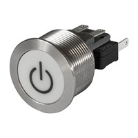 Schurter Single Pole Double Throw (SPDT) Momentary Red LED Push Button Switch, IP69K, 22 (Dia.)mm, Panel Mount, Power,