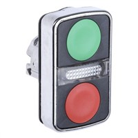 Schneider Electric Double Flush, Flush Illuminated Green, Red Push Button Head - Green, I/O, Red, Harmony XB4 Series,