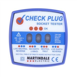 Martindale RSCP501 Socket Tester 13A 200 250V ac CAT II 300 V, Model CP-501